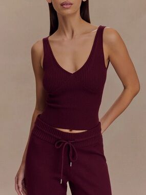 Meshki Natalya Ribbed Knit Cami Top - Merlot